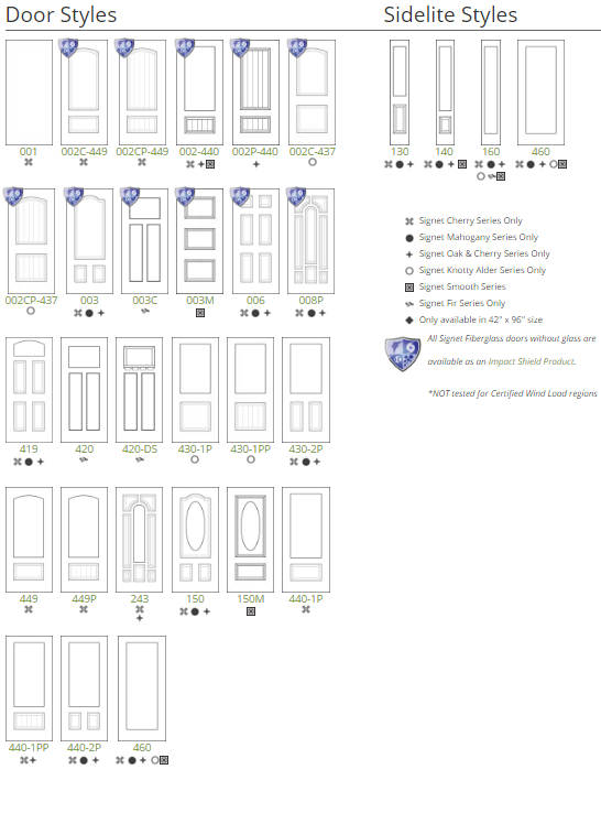 Entry Door Signet Options