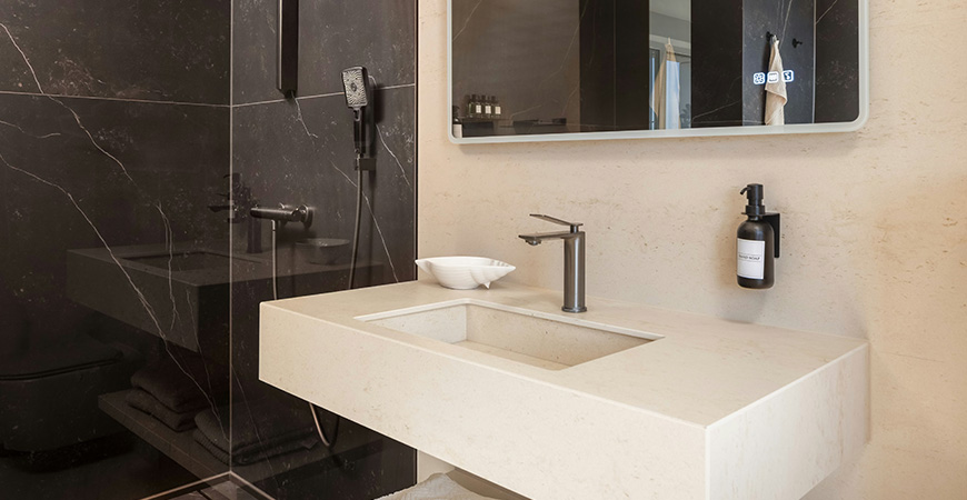 bathroom countertop and vanity surfaces by Cosentino