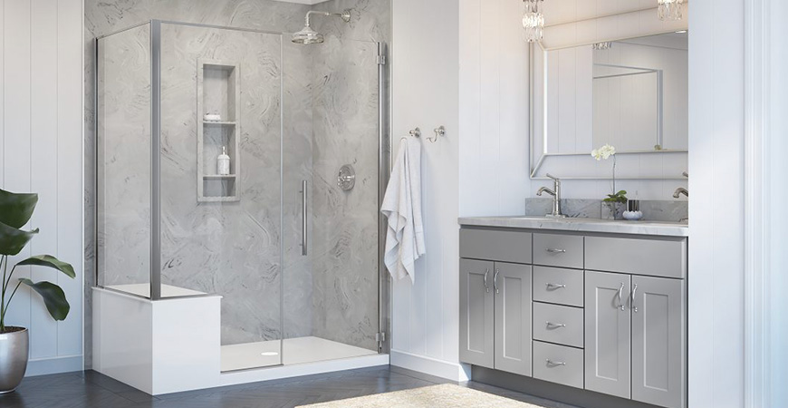 cultured marble shower system by Wolf Home Products