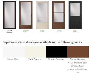 Superview Storm Door Color Options